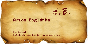 Antos Boglárka névjegykártya